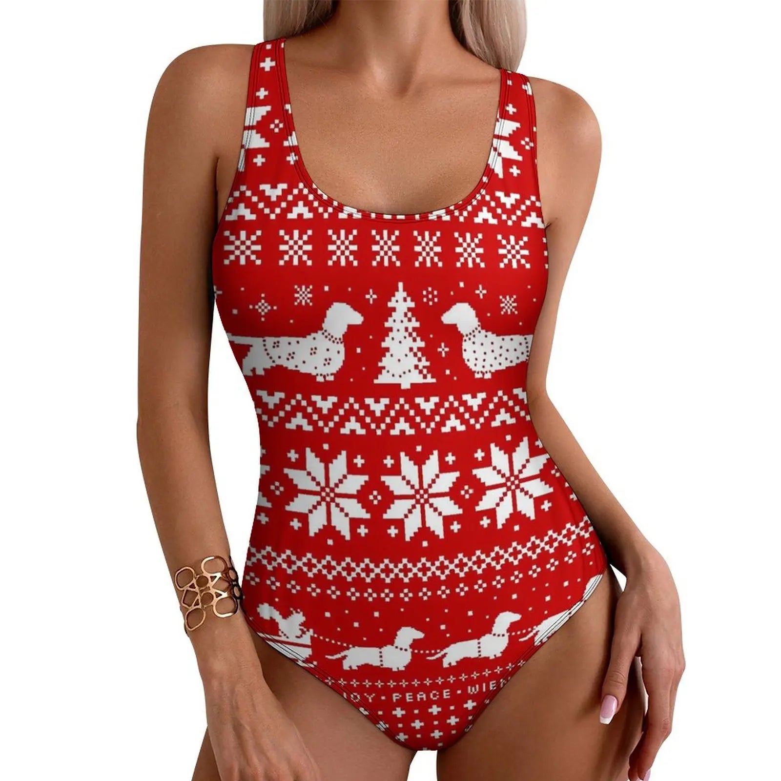 Christmas Santa Print Push Up One-Piece Swimsuit - Glowbitz.store