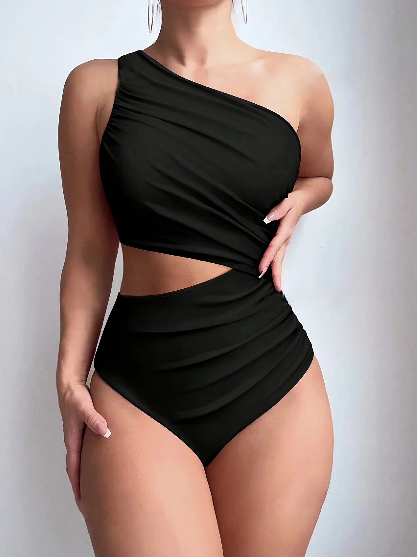 Sexy Cutout One Piece Monokini - Asymmetrical One-Shoulder Beach Wear - Glowbitz.store