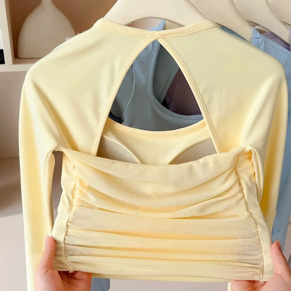 Long Sleeve Sports Top with Built-in Chest Pads - Glowbitz.store