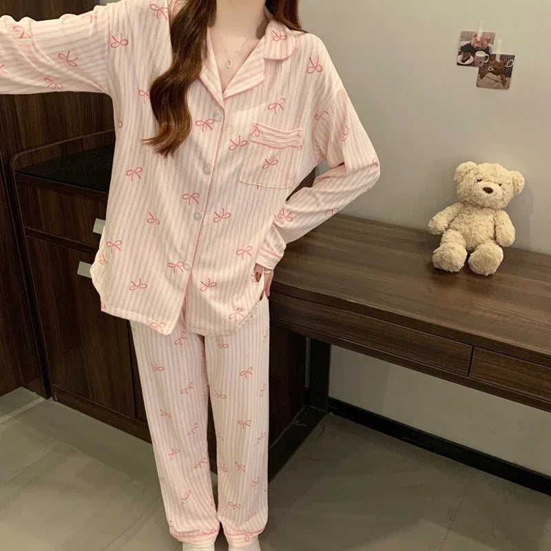 Pink Bow Tie Harajuku Pajama Set
