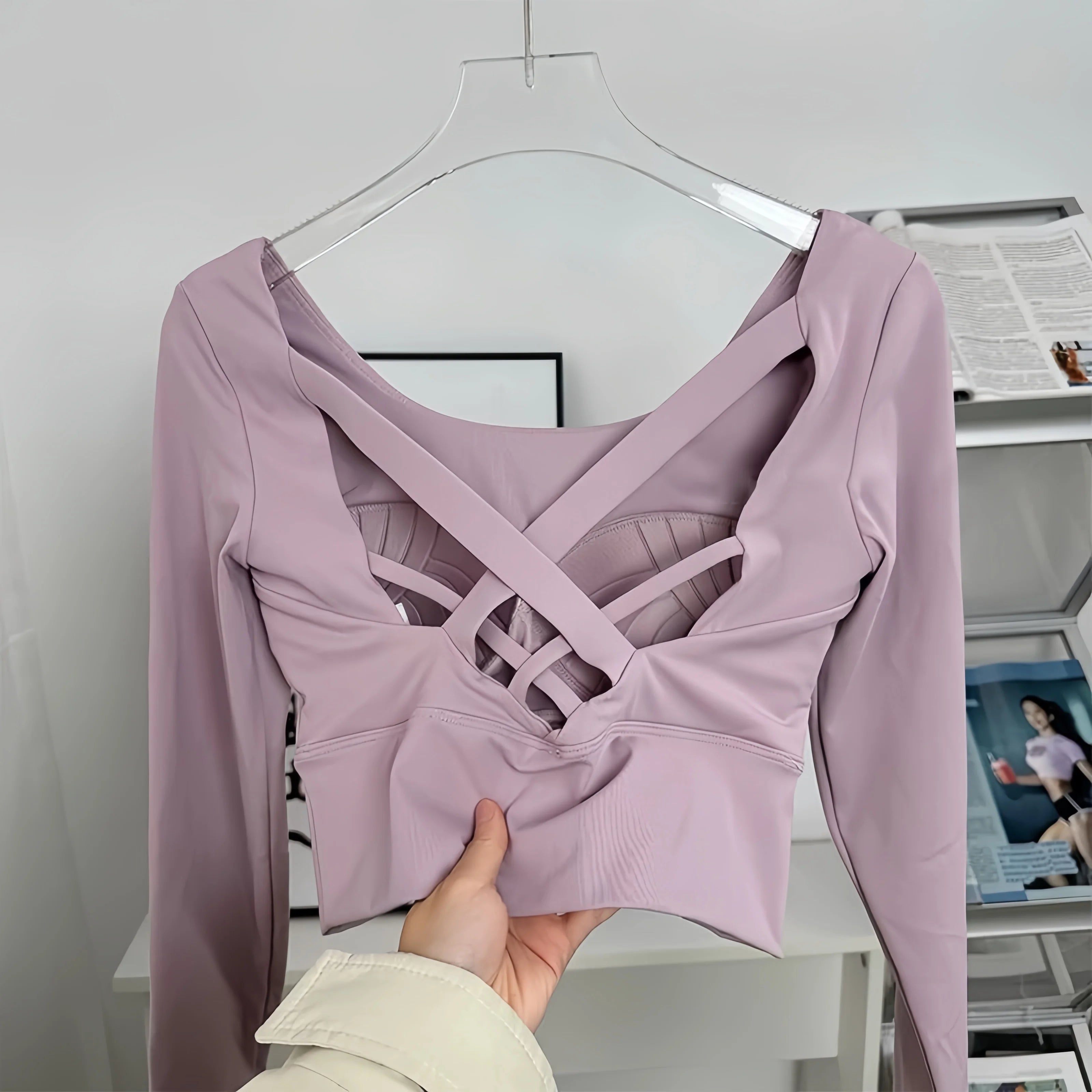 Long-Sleeve Top with Fixed Bra Pad - Glowbitz.store