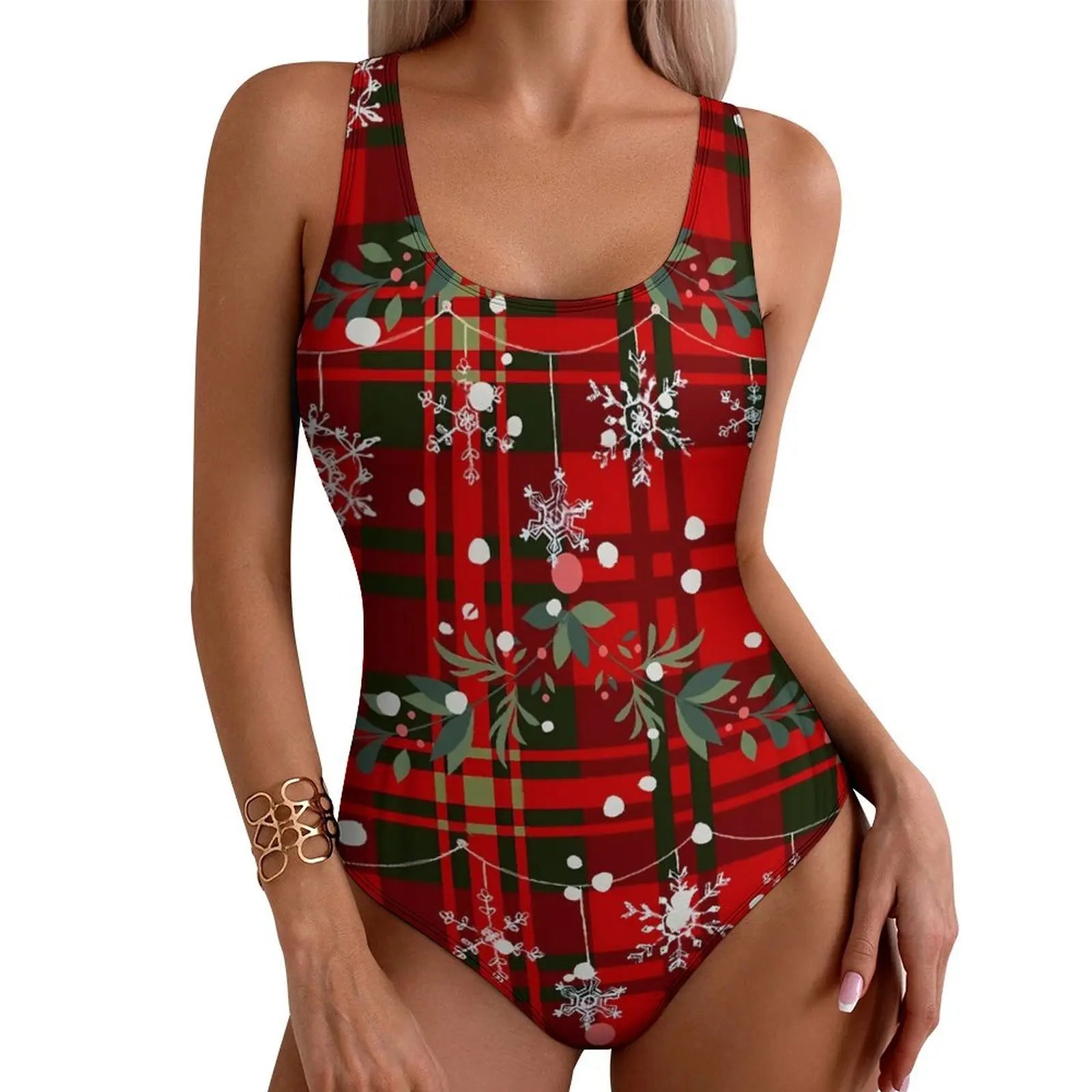 Christmas Santa Print Push Up One-Piece Swimsuit - Glowbitz.store