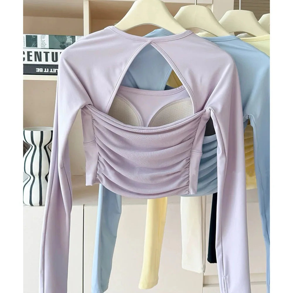 Long Sleeve Sports Top with Built-in Chest Pads - Glowbitz.store