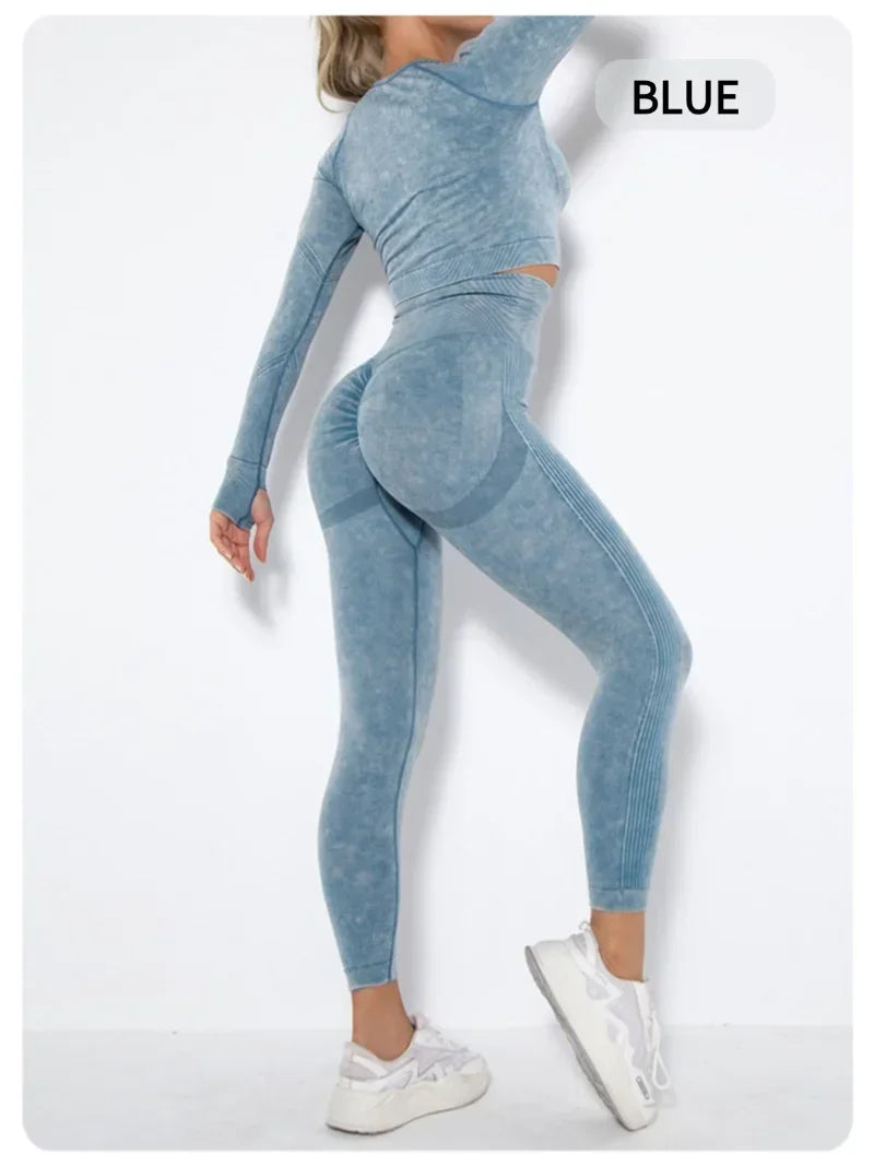 Long Sleeve Top & Hip-Lifting Leggings (2-Piece)