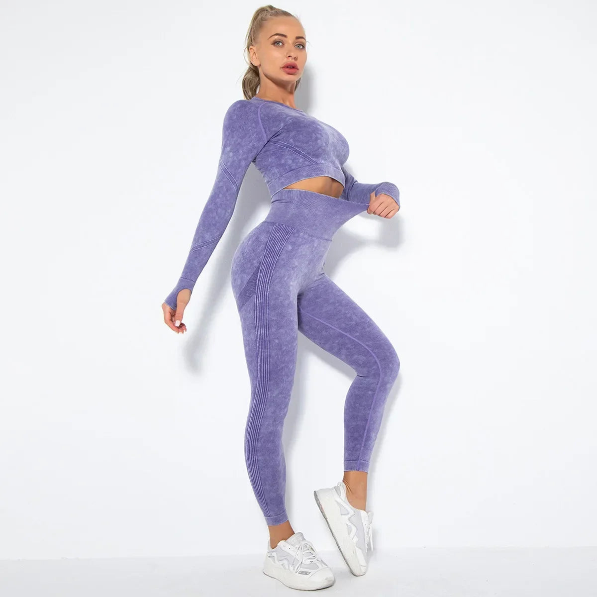 Long Sleeve Top & Hip-Lifting Leggings (2-Piece)