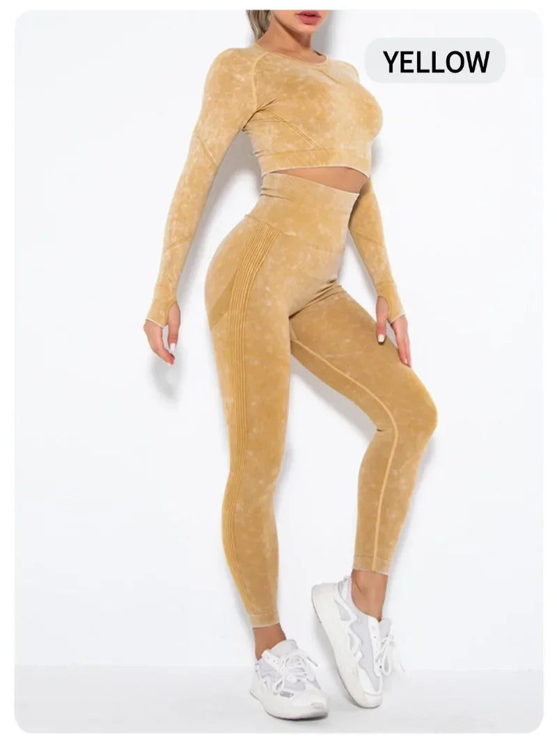 Long Sleeve Top & Hip-Lifting Leggings (2-Piece)