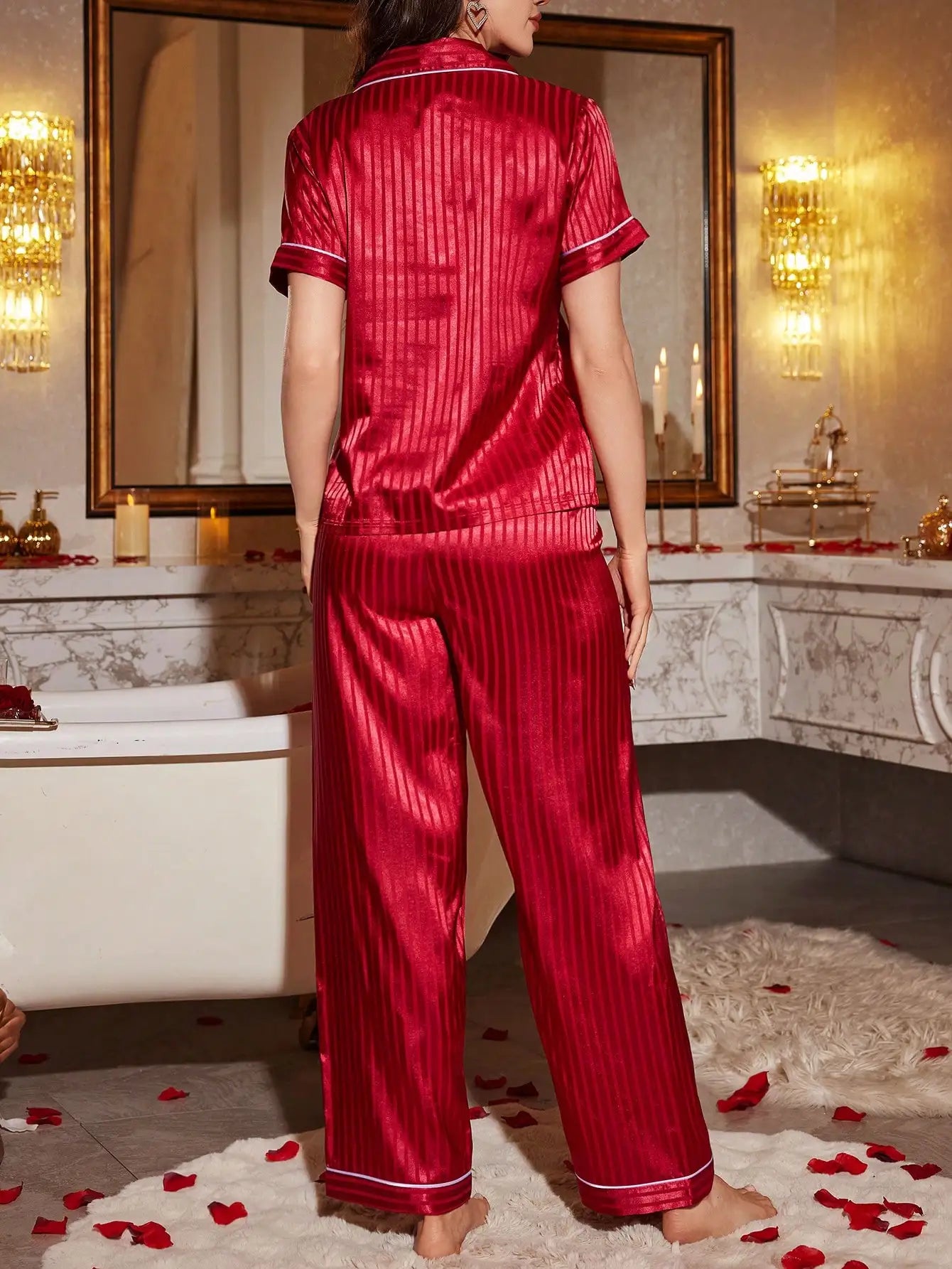 Satin Silk Striped Pajama Set