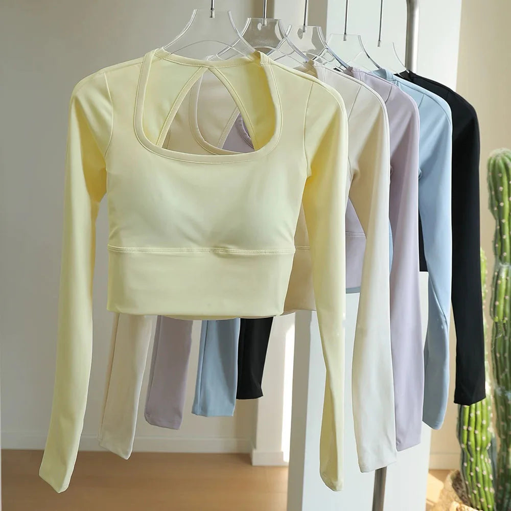 Long Sleeve Sports Top with Built-in Chest Pads - Glowbitz.store