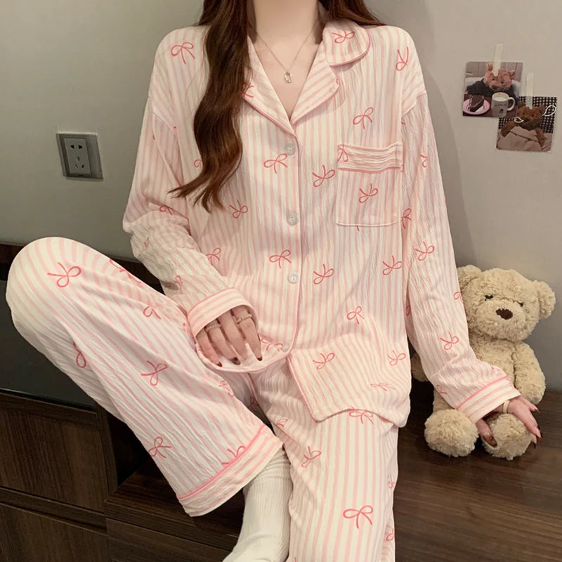 Pink Bow Tie Harajuku Pajama Set