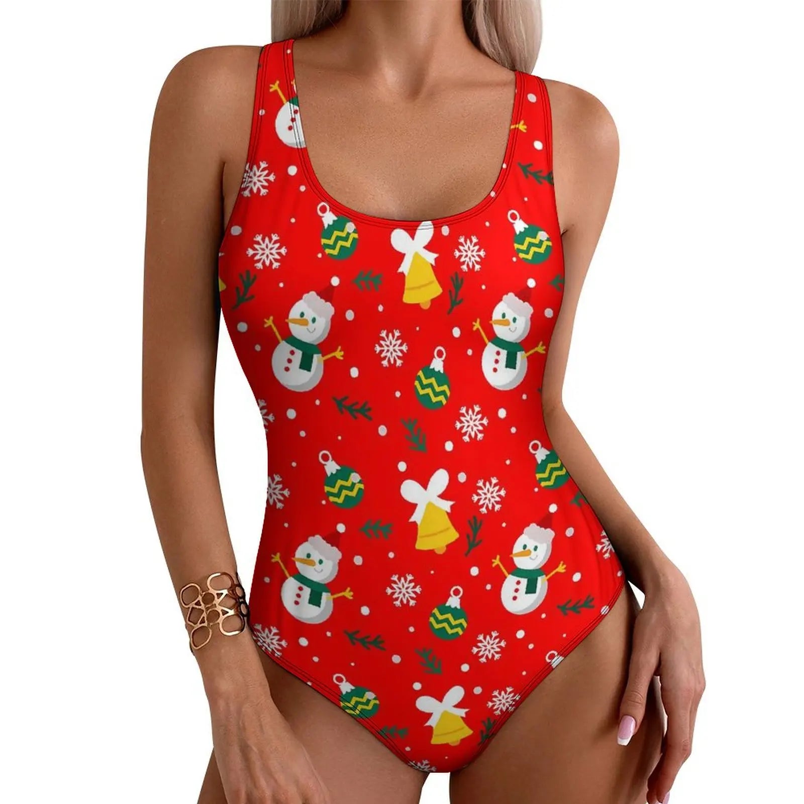 Christmas Santa Print Push Up One-Piece Swimsuit - Glowbitz.store