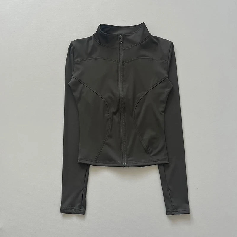 Cropped Waist-Cinching Workout Jacket - Glowbitz.store