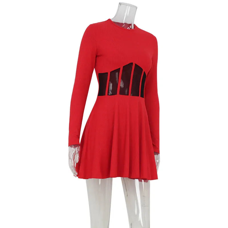 Sheer Knitted A-Line Mini Dress