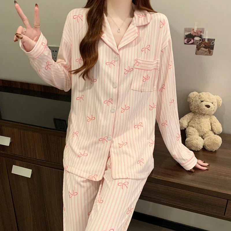 Pink Bow Tie Harajuku Pajama Set
