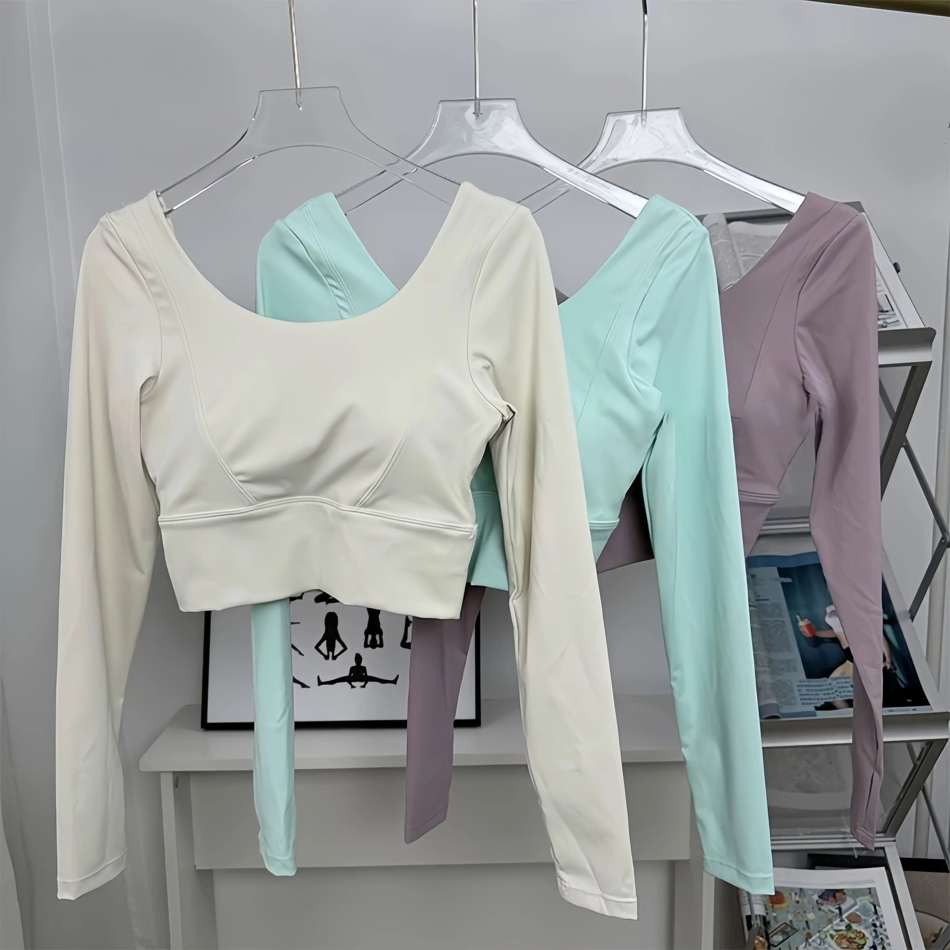 Long-Sleeve Top with Fixed Bra Pad - Glowbitz.store