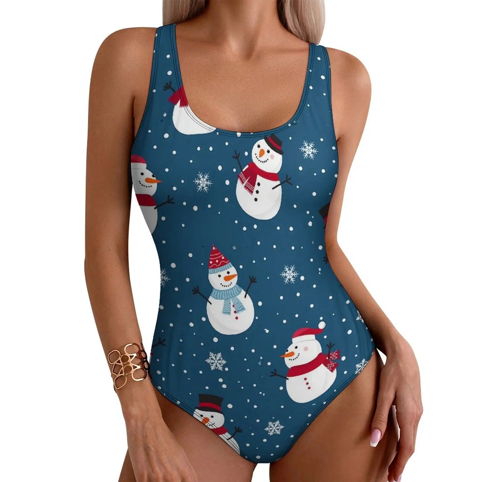 Christmas Santa Print Push Up One-Piece Swimsuit - Glowbitz.store