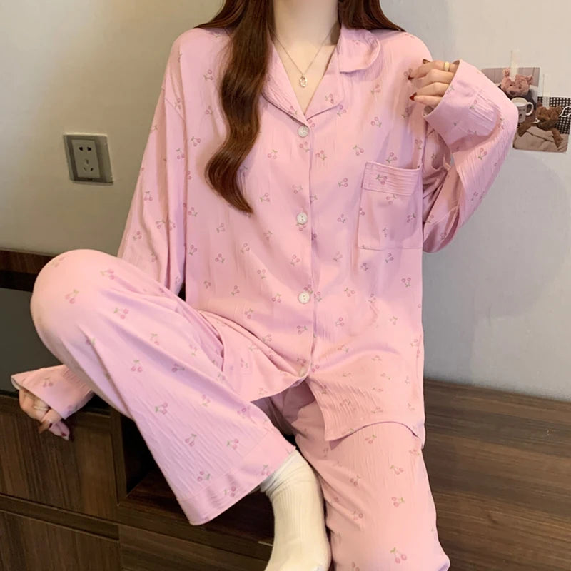 Pink Bow Tie Harajuku Pajama Set