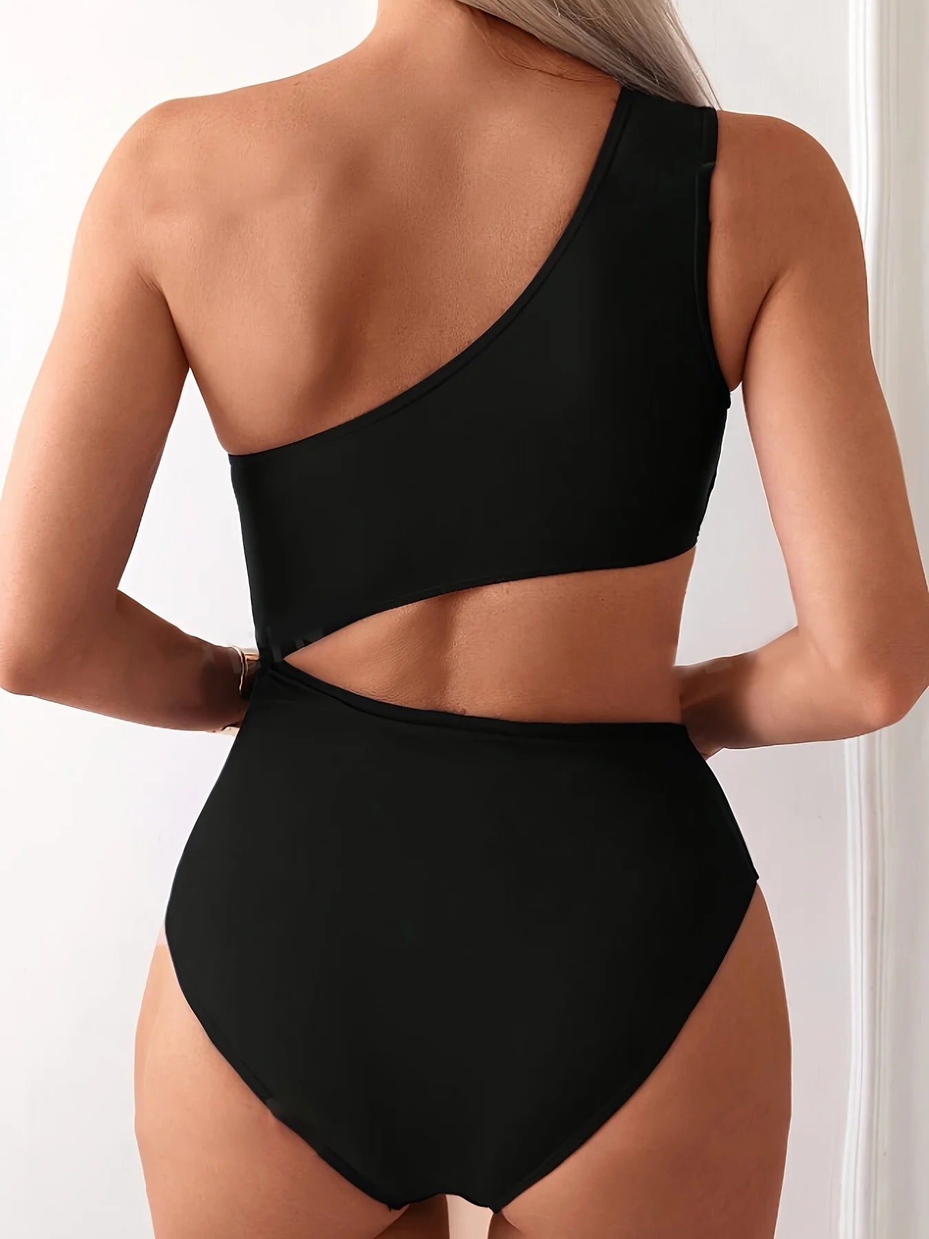 Sexy Cutout One Piece Monokini - Asymmetrical One-Shoulder Beach Wear - Glowbitz.store