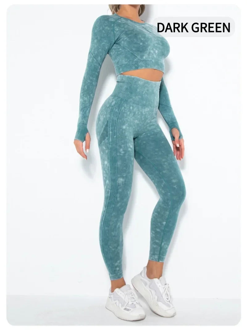 Long Sleeve Top & Hip-Lifting Leggings (2-Piece)