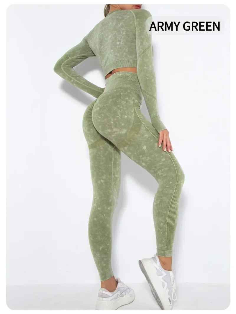 Long Sleeve Top & Hip-Lifting Leggings (2-Piece)