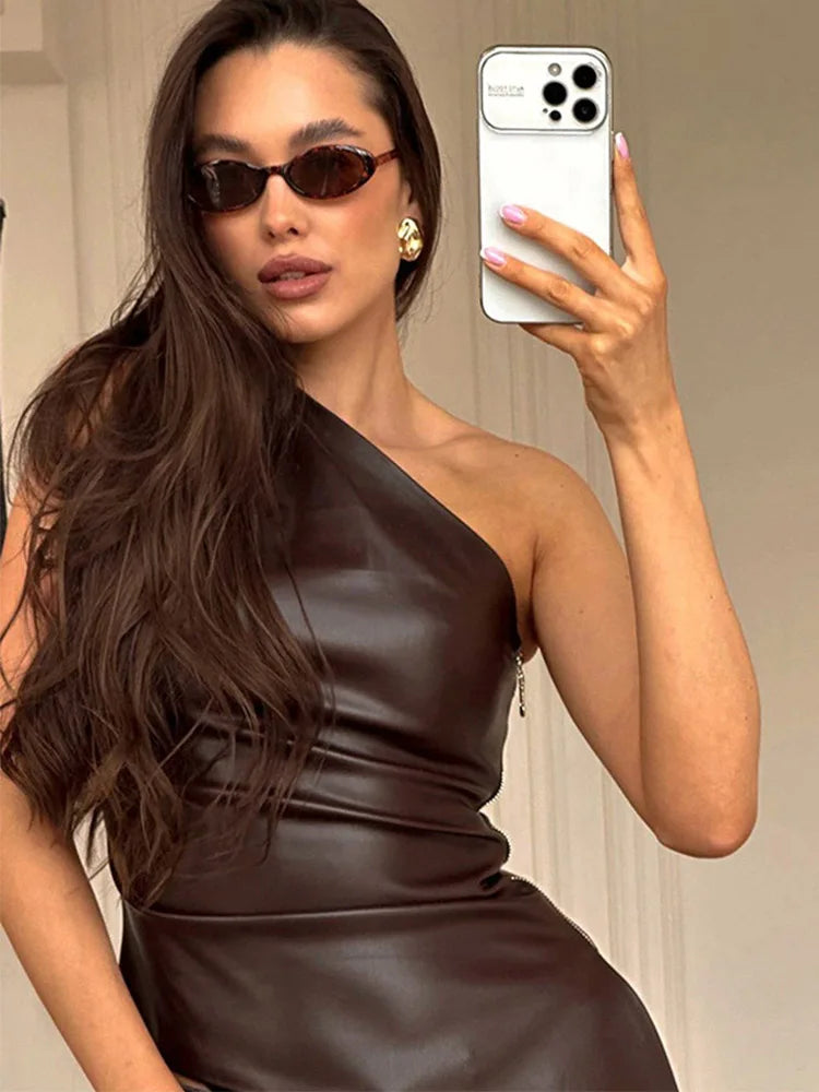 Sexy Irregular Sleeveless Zipper Tee High Street Style