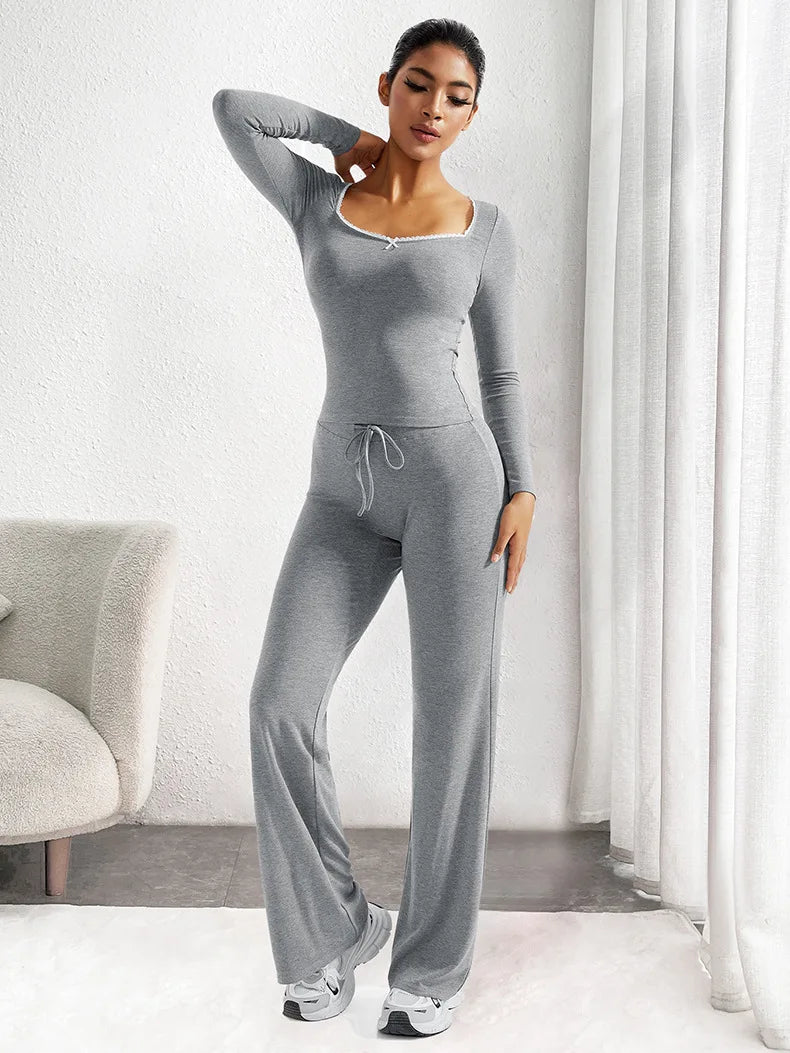 Loungewear Pajama Set – Soft Knit Full-Length Sleepwear