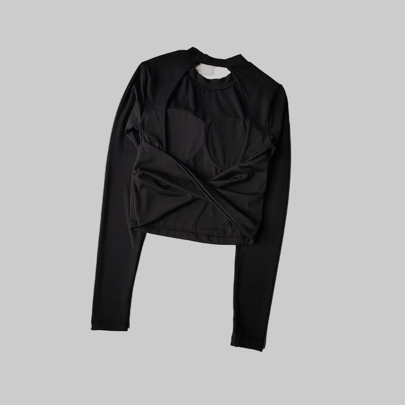 Sexy Big Backless Fitness T-shirt - Seamless Slim-Fit Long Sleeve - Glowbitz.store