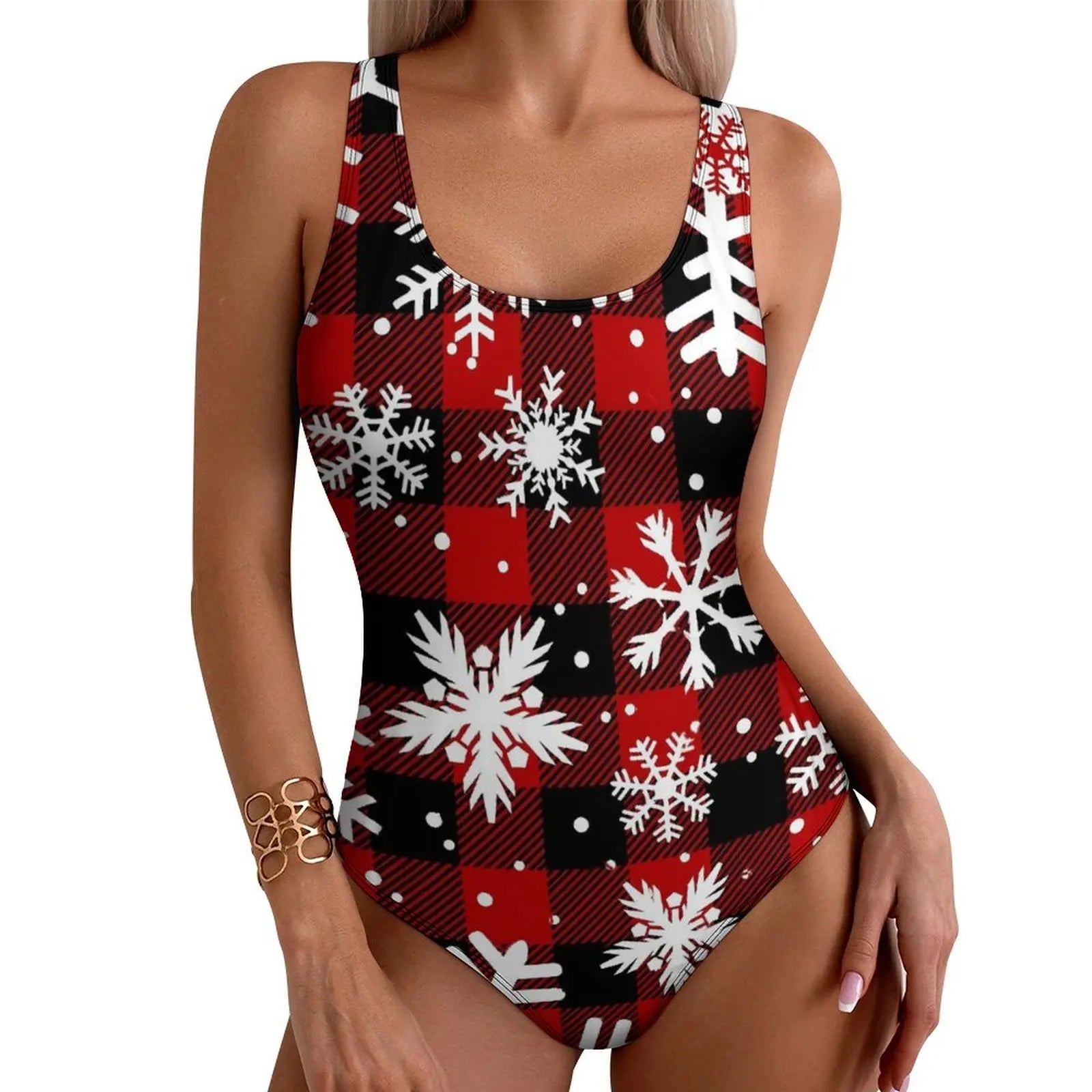 Christmas Santa Print Push Up One-Piece Swimsuit - Glowbitz.store