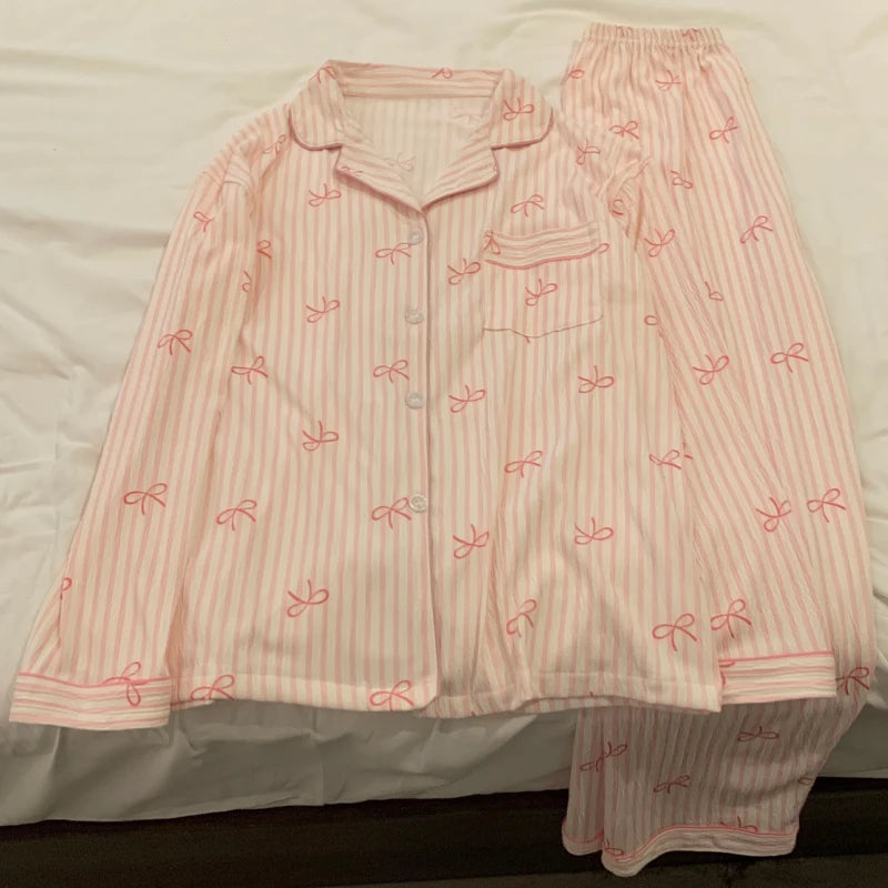 Pink Bow Tie Harajuku Pajama Set