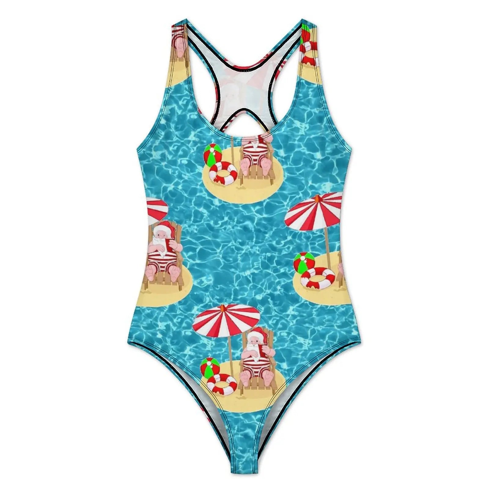 Christmas Santa Print Push Up One-Piece Swimsuit - Glowbitz.store