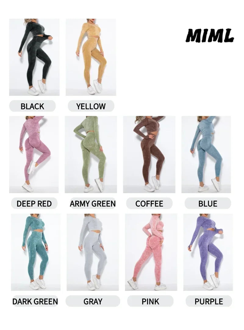 Long Sleeve Top & Hip-Lifting Leggings (2-Piece)