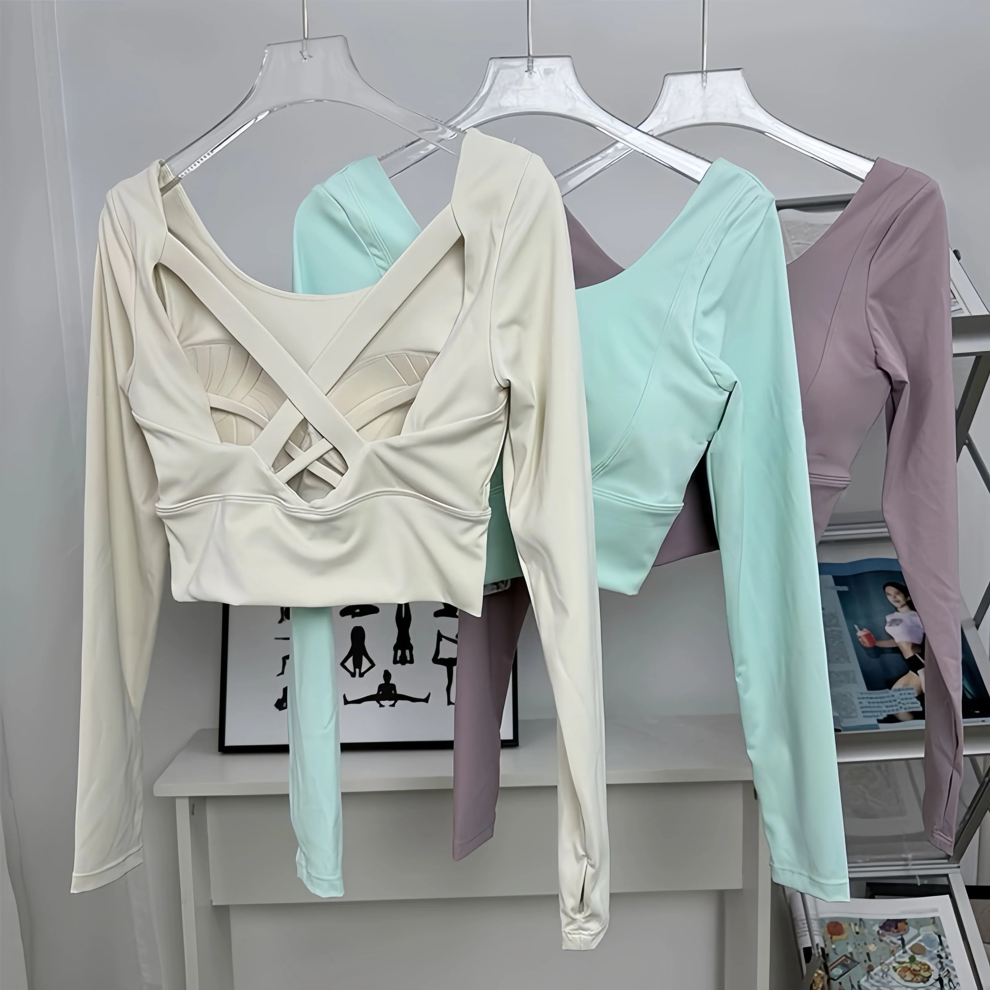 Long-Sleeve Top with Fixed Bra Pad - Glowbitz.store