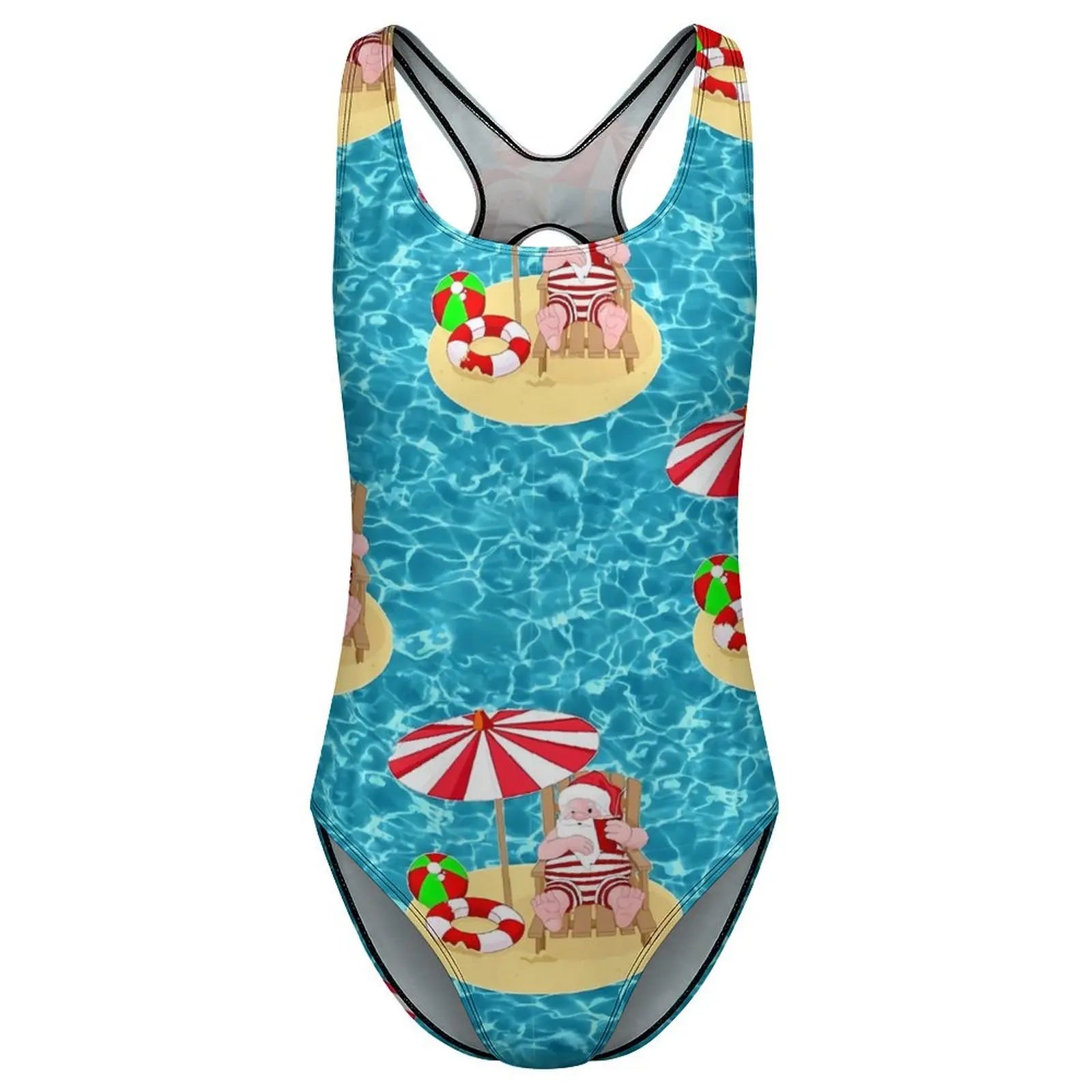 Christmas Santa Print Push Up One-Piece Swimsuit - Glowbitz.store