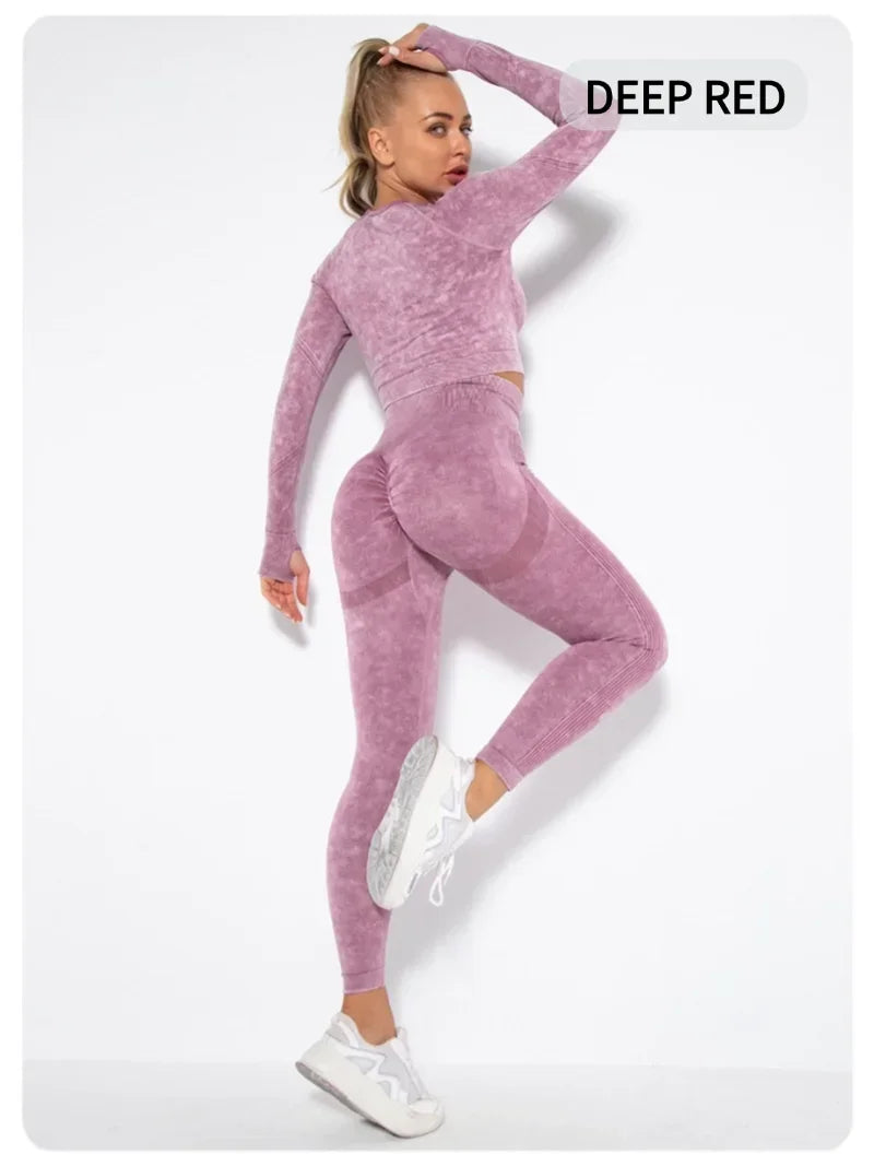 Long Sleeve Top & Hip-Lifting Leggings (2-Piece)